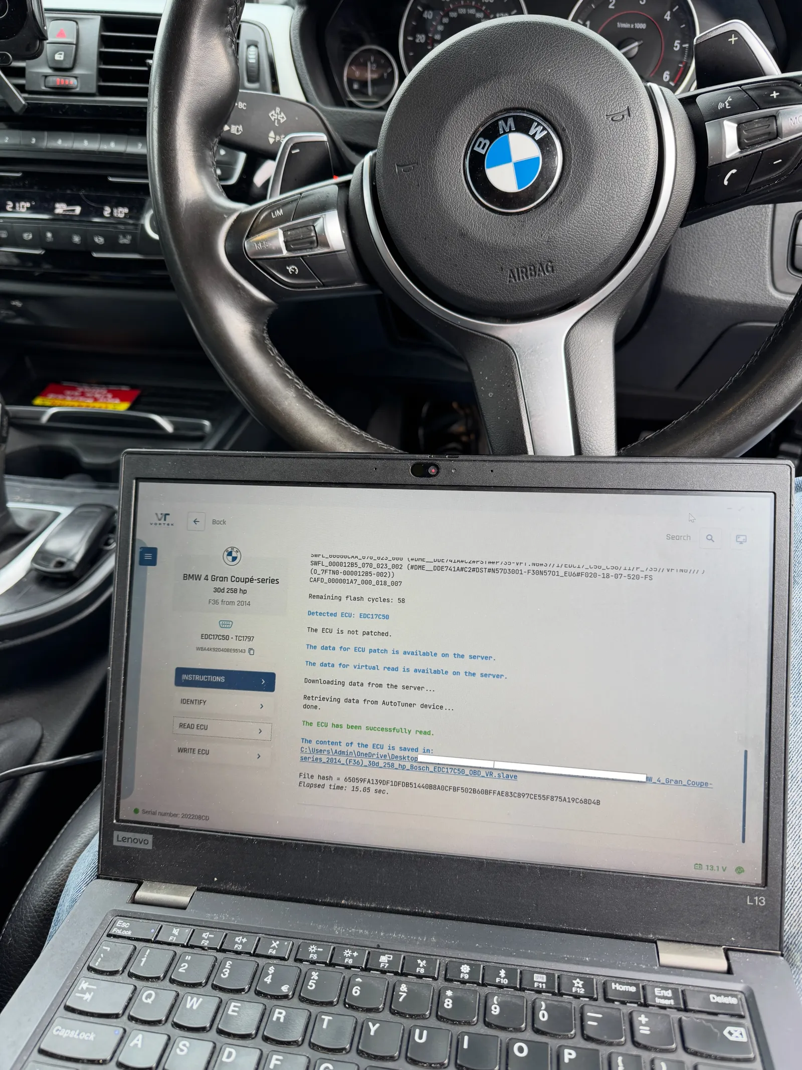 BMW 430d F36 Gran Coupe Stage 1 Calibration photographed by MTechTuning